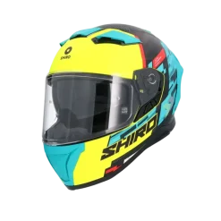 SHIRO FF939 Alpha Full Face Motorcycle Helmets Green Yellow Fluo