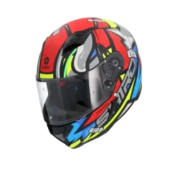 SHIRO HUNTER RACCOON Full Face Motorcycle Helmets Red Blue Grey