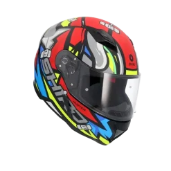 SHIRO HUNTER RACCOON Full Face Motorcycle Helmets Red Blue Grey