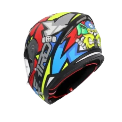 SHIRO HUNTER RACCOON Full Face Motorcycle Helmets Red Blue Grey