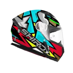 SHIRO HUNTER RACCOON Full Face Motorcycle Helmets Matte Blue Red Brown
