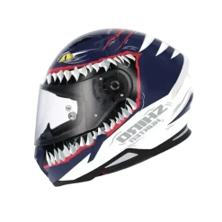 SHIRO HUNTER SHARK Full Face Motorcycle Helmets Matte Navy Blue White