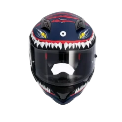 SHIRO HUNTER SHARK Full Face Motorcycle Helmets Matte Navy Blue White