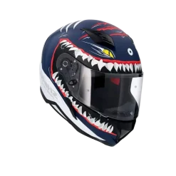 SHIRO HUNTER SHARK Full Face Motorcycle Helmets Matte Navy Blue White
