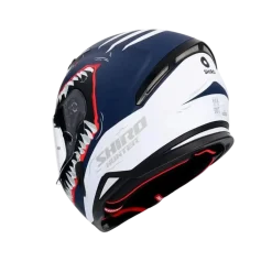 SHIRO HUNTER SHARK Full Face Motorcycle Helmets Matte Navy Blue White