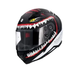 SHIRO HUNTER SHARK Full Face Motorcycle Helmets Matte Black White