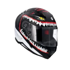 SHIRO HUNTER SHARK Full Face Motorcycle Helmets Matte Black White