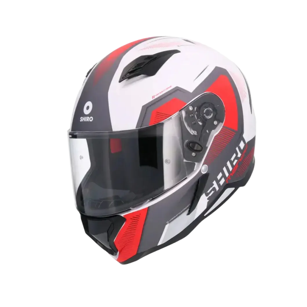 SHIRO HUNTER SH-890 COMMAND Full Face Motorcycle Helmets Matte White Red