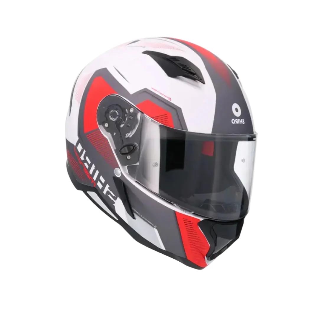 SHIRO HUNTER SH-890 COMMAND Full Face Motorcycle Helmets Matte White Red