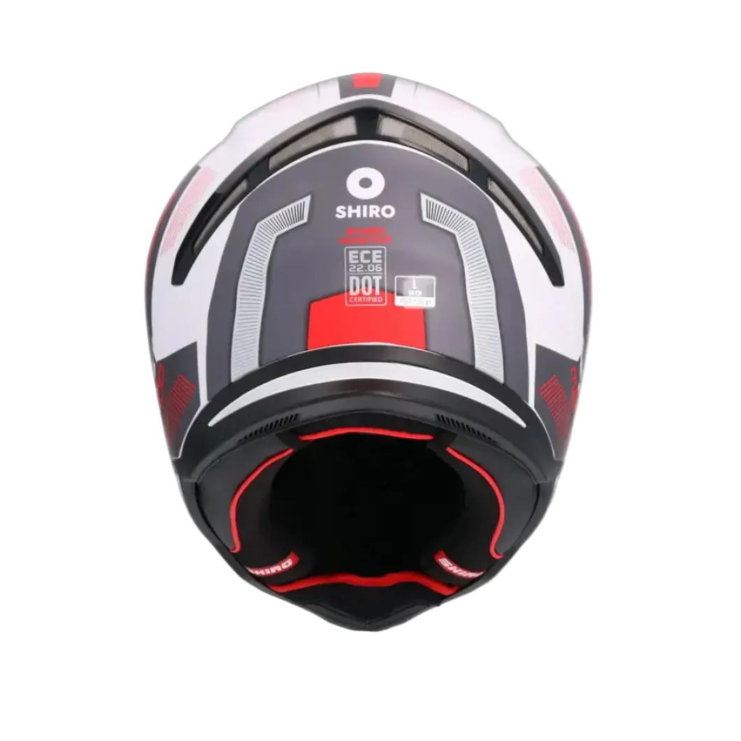 SHIRO HUNTER SH-890 COMMAND Full Face Motorcycle Helmets Matte White Red