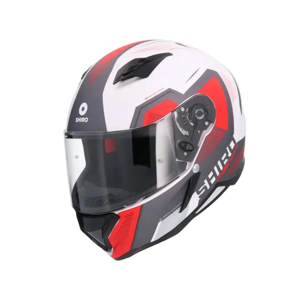 SHIRO HUNTER SH-890 COMMAND Full Face Motorcycle Helmets Matte White Red