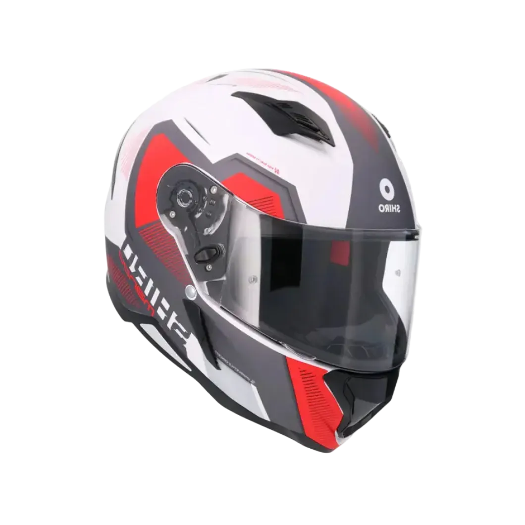 SHIRO HUNTER SH-890 COMMAND Full Face Motorcycle Helmets Matte White Red