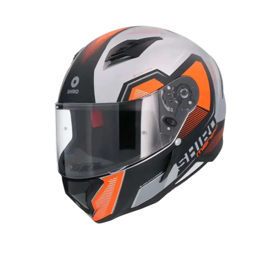 SHIRO Hunter Sh-890 Full Face Motorcycle Helmet Matte Black Orange