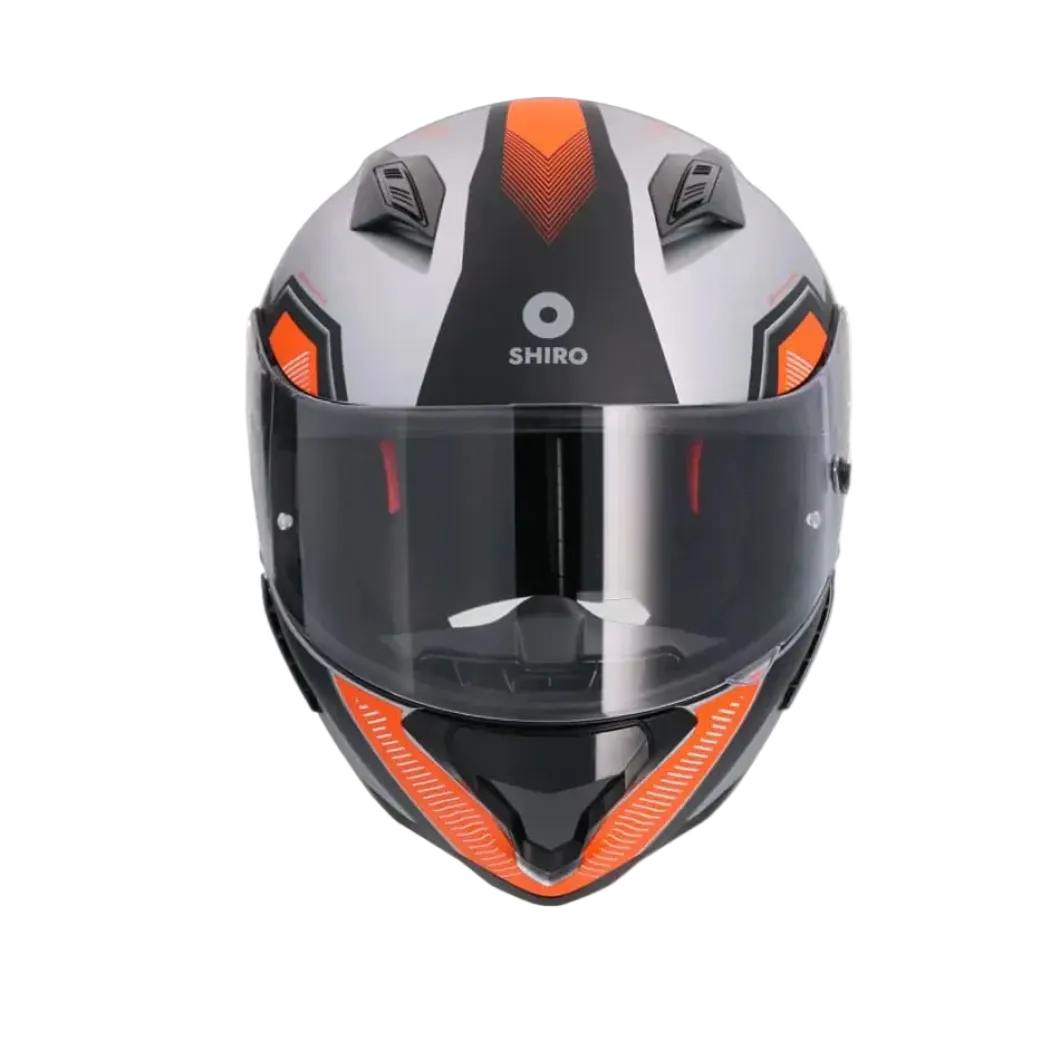 SHIRO Hunter Sh-890 Full Face Motorcycle Helmet Matte Black Orange