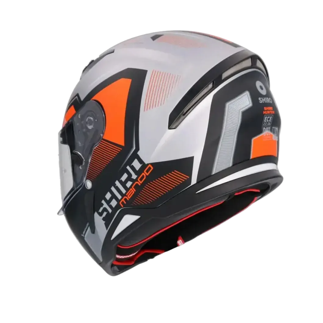 SHIRO Hunter Sh-890 Full Face Motorcycle Helmet Matte Black Orange