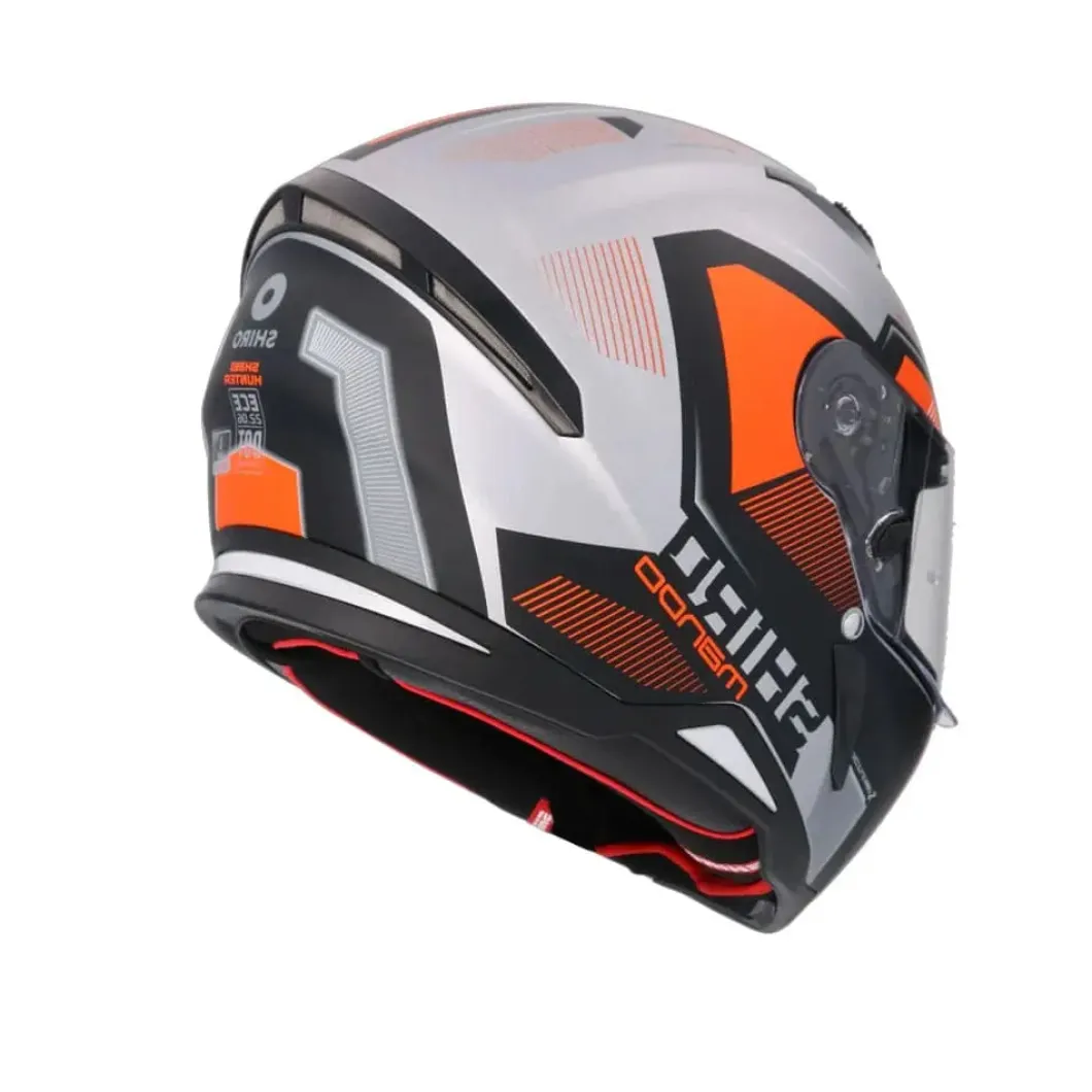 SHIRO Hunter Sh-890 Full Face Motorcycle Helmet Matte Black Orange