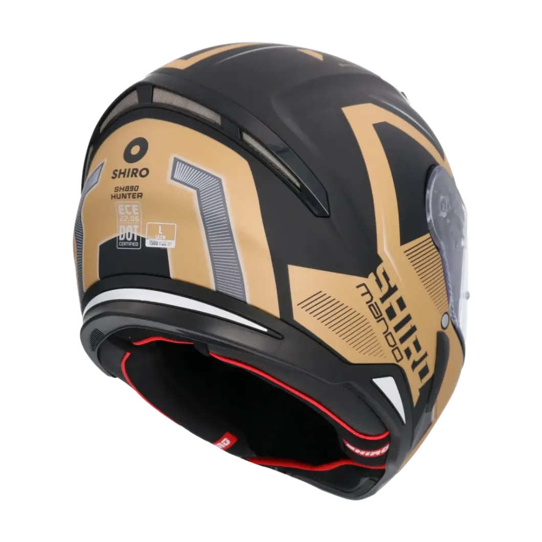 SHIRO HUNTER SH-890 MANDO Full Face Motorcycle Helmets Matte Black Gold