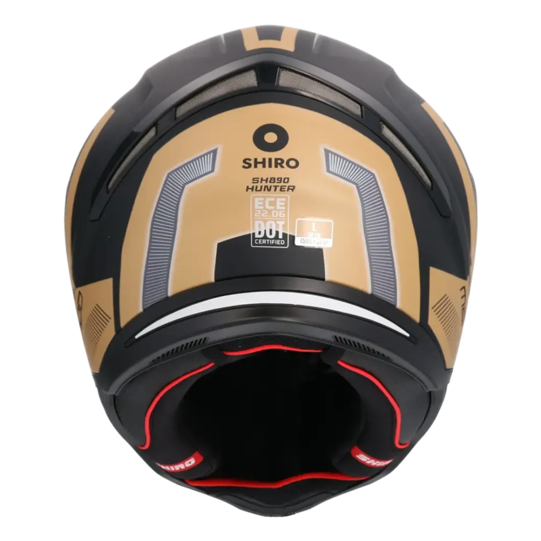 SHIRO HUNTER SH-890 MANDO Full Face Motorcycle Helmets Matte Black Gold