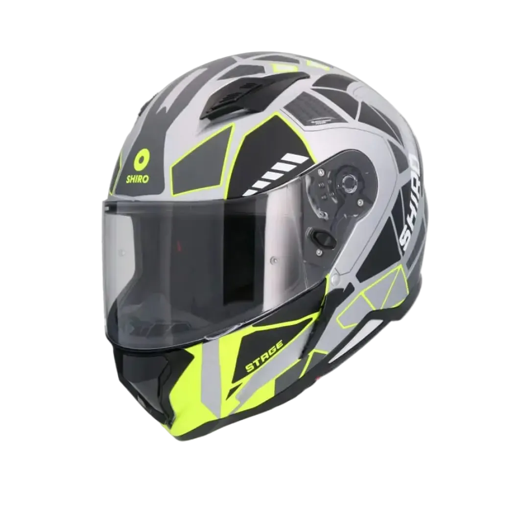 SHIRO HUNTER SH-890 STAGE PLATA Motorcycle Intrageli Helmets Matte Grey Black Yellow