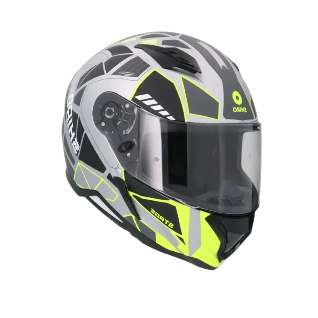SHIRO HUNTER SH-890 STAGE PLATA Motorcycle Intrageli Helmets Matte Grey Black Yellow