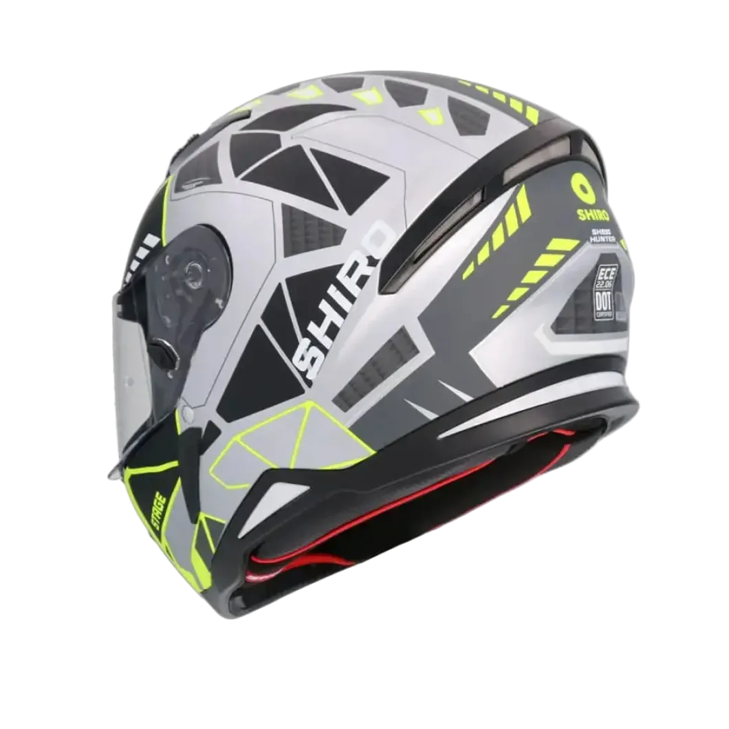 SHIRO HUNTER SH-890 STAGE PLATA Motorcycle Intrageli Helmets Matte Grey Black Yellow