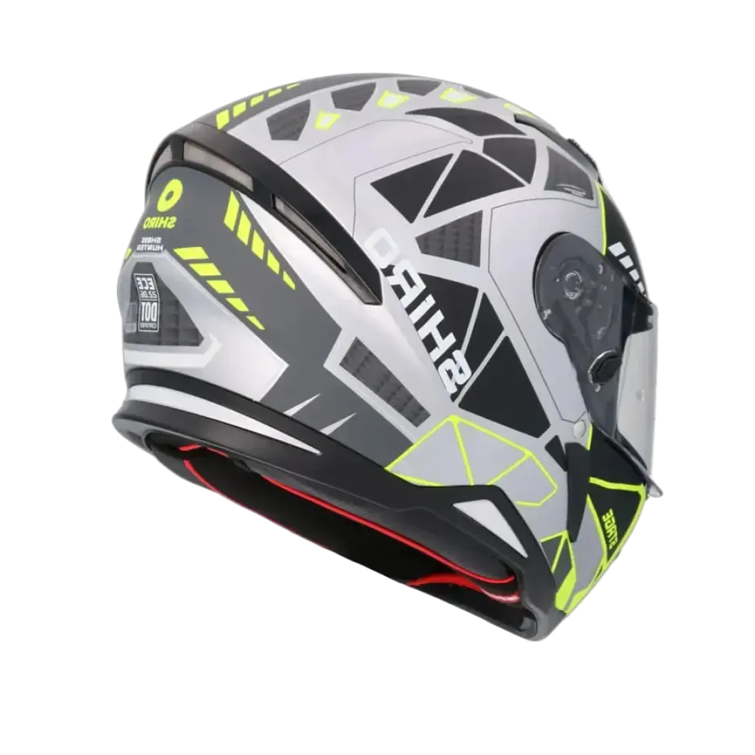 SHIRO HUNTER SH-890 STAGE PLATA Motorcycle Intrageli Helmets Matte Grey Black Yellow