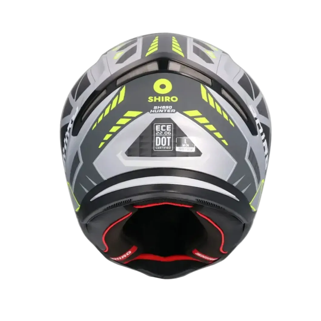 SHIRO HUNTER SH-890 STAGE PLATA Motorcycle Intrageli Helmets Matte Grey Black Yellow