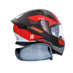 SHIRO KATANA ORBE Full Face Motorcycle Helmets Black Red Matte