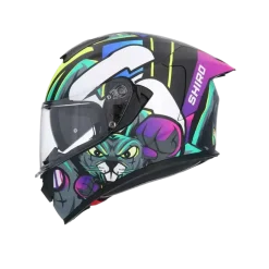 SHIRO RAPTOR CRAZY RABBIT Motorcycle Full Face Helmets Black Pink Yellow Fluo
