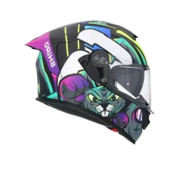 SHIRO RAPTOR CRAZY RABBIT Motorcycle Full Face Helmets Black Pink Yellow Fluo