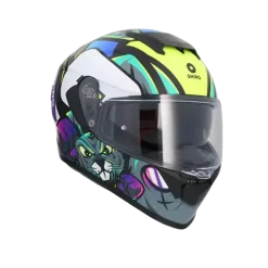 SHIRO RAPTOR CRAZY RABBIT Motorcycle Full Face Helmets Black Pink Yellow Fluo