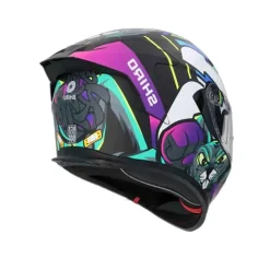 SHIRO RAPTOR CRAZY RABBIT Motorcycle Full Face Helmets Black Pink Yellow Fluo