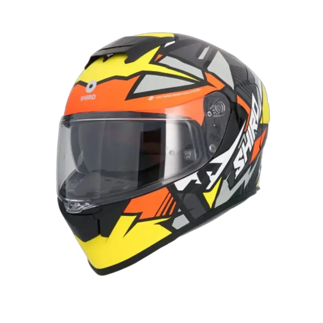SHIRO RAPTOR PEGASUS Full Face Motorcycle Helmets Yellow Orange Grey Matte