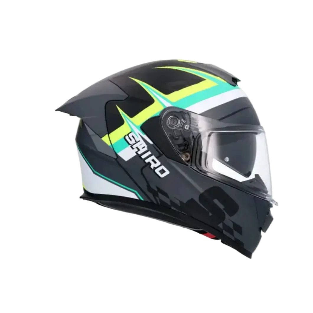 SHIRO RAPTOR PEGASUS Full Face Motorcycle Helmets Matte Black Green Yellow