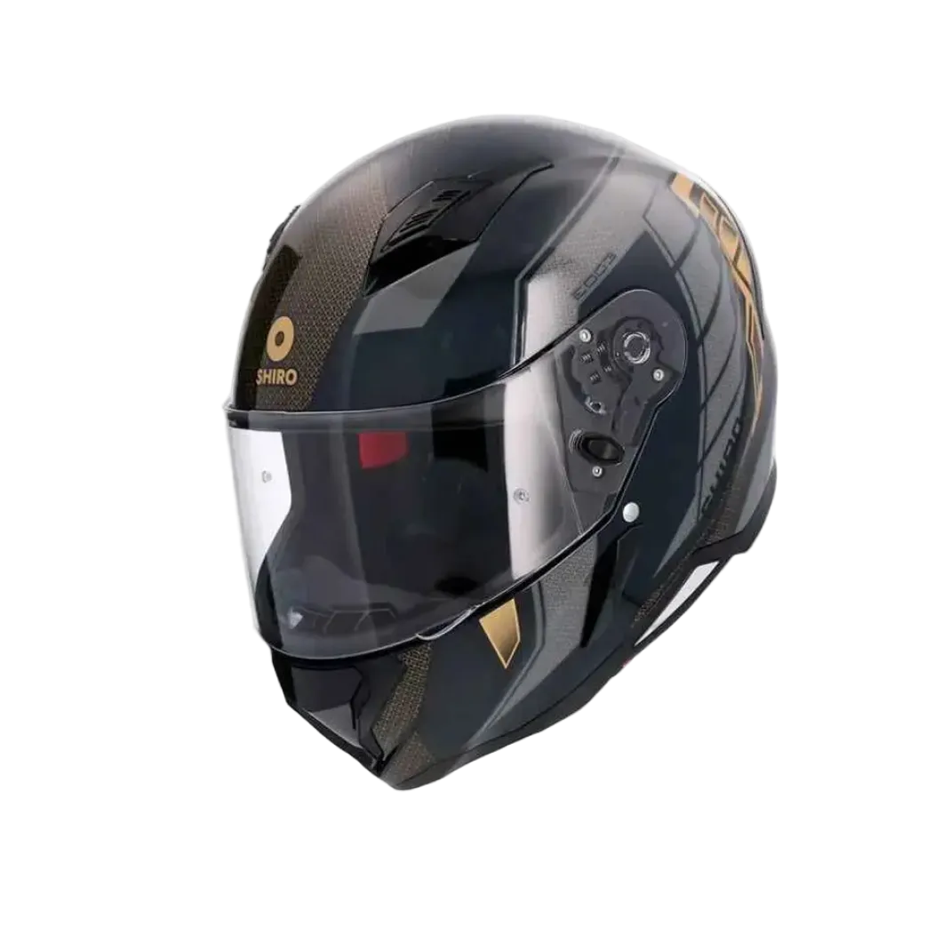 SHIRO SH-890 HUNTER EDGE Full Face Motorcycle Helmets Black Grey Gold