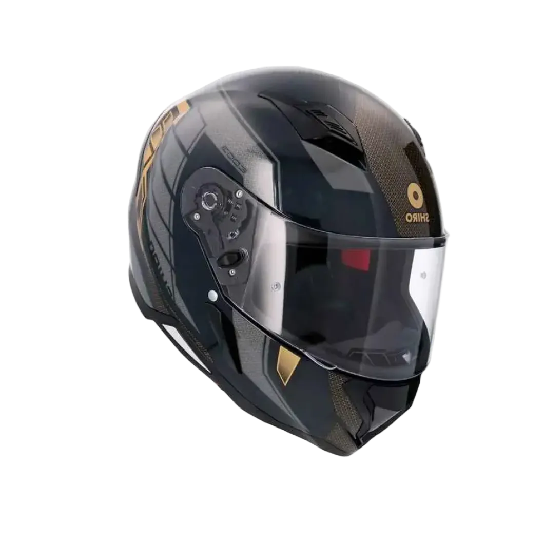 SHIRO SH-890 HUNTER EDGE Full Face Motorcycle Helmets Black Grey Gold