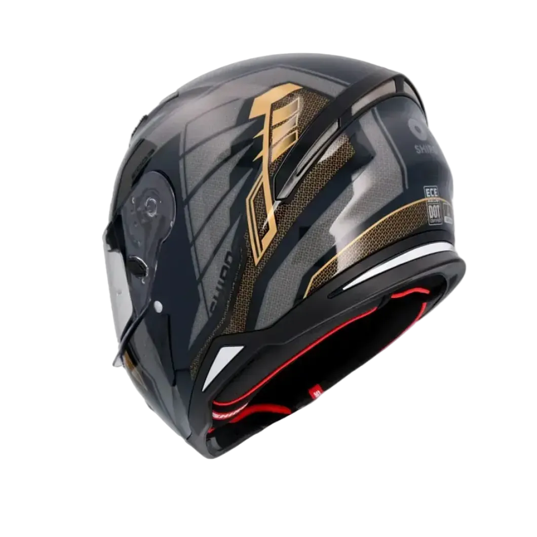 SHIRO SH-890 HUNTER EDGE Full Face Motorcycle Helmets Black Grey Gold