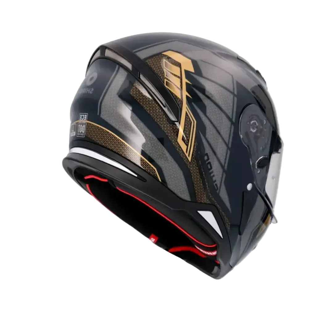SHIRO SH-890 HUNTER EDGE Full Face Motorcycle Helmets Black Grey Gold