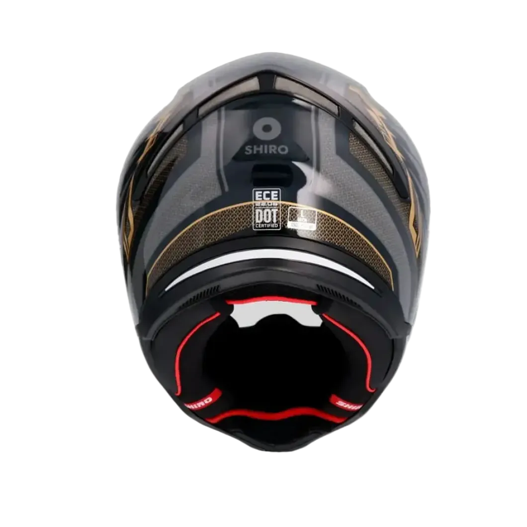 SHIRO SH-890 HUNTER EDGE Full Face Motorcycle Helmets Black Grey Gold