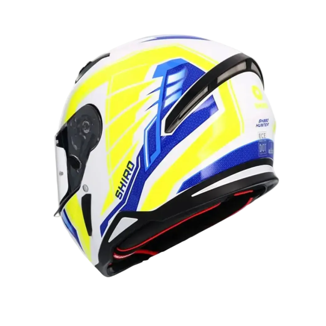 SHIRO Sh-890 Hunter Full Face Motorcycle Helmets White Blue Yellow Fluor