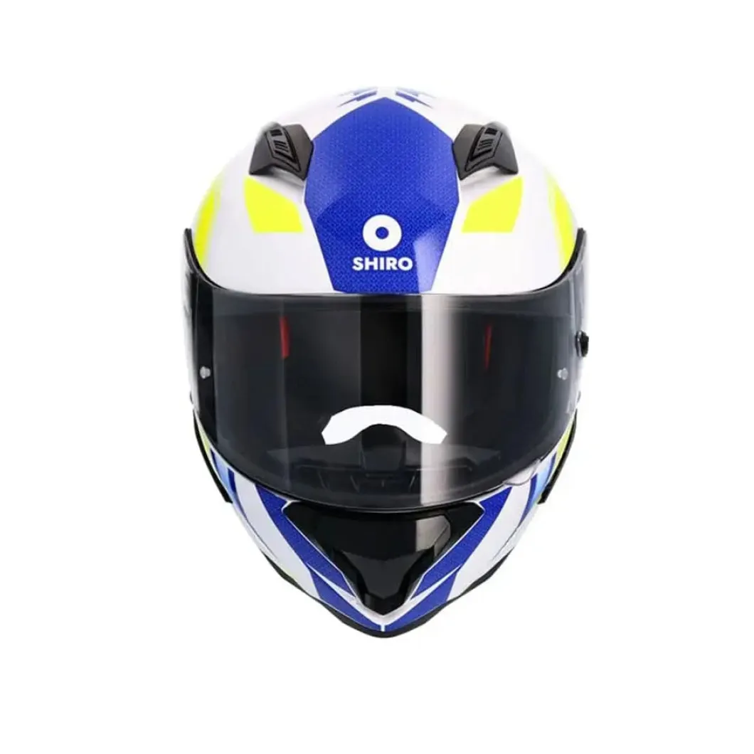 SHIRO Sh-890 Hunter Full Face Motorcycle Helmets White Blue Yellow Fluor
