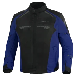 SHUA IMMORTAL MEN'S BLACK AND BLUE FABRIC MOTORCYCLE JACKET