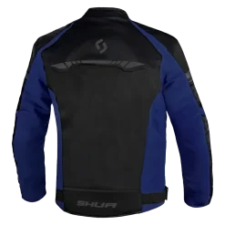 SHUA IMMORTAL MEN'S BLACK AND BLUE FABRIC MOTORCYCLE JACKET
