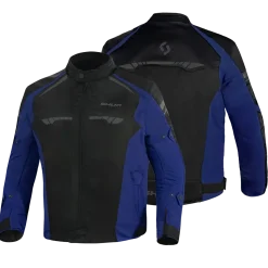 SHUA IMMORTAL MEN'S BLACK AND BLUE FABRIC MOTORCYCLE JACKET