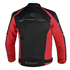 SHUA IMMORTAL MEN'S BLACK AND RED FABRIC MOTORCYCLE JACKET