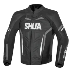SHUA INFINITY BLACK ANTHRA LEATHER MOTORCYCLE JACKET