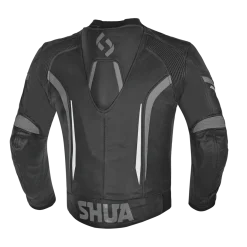 SHUA INFINITY BLACK ANTHRA LEATHER MOTORCYCLE JACKET