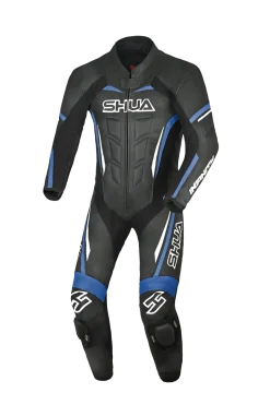 Shua Infinity Black Blue 1PC Men's Leather Motorcycle Suits