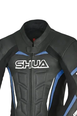 Shua Infinity Black Blue 1PC Men's Leather Motorcycle Suits
