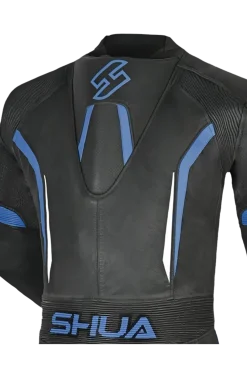 Shua Infinity Black Blue 1PC Men's Leather Motorcycle Suits